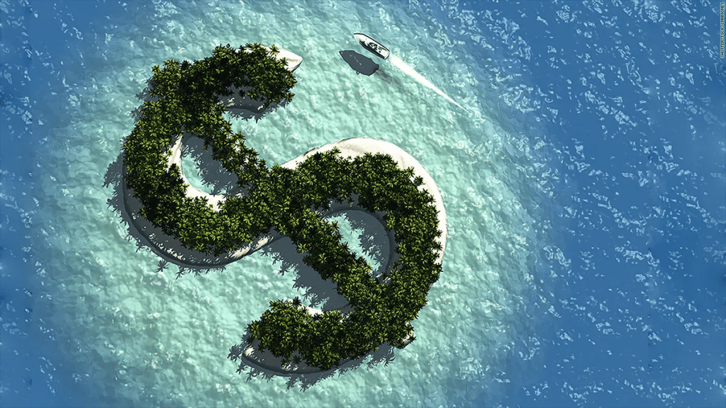 dollar sign island in the sea