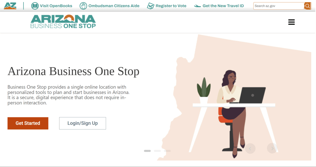Screenshot of the Arizona Business Entity Search tool