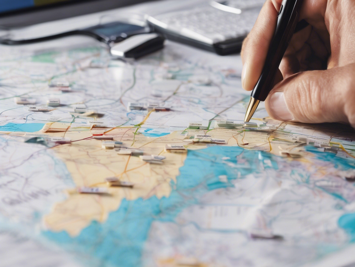 Person writing notes on a map, representing multi-state business registration planning.