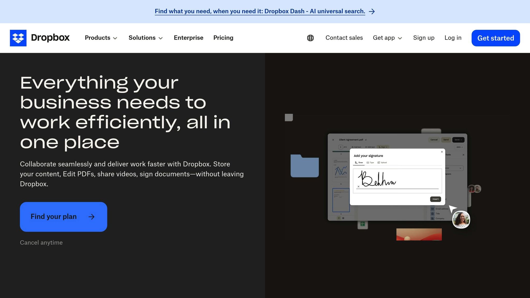 Screenshot of Dropbox's cloud document management platform showcasing file organization and collaboration features.