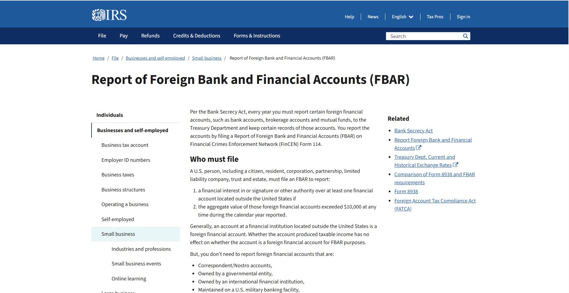 IRS FBAR Reporting