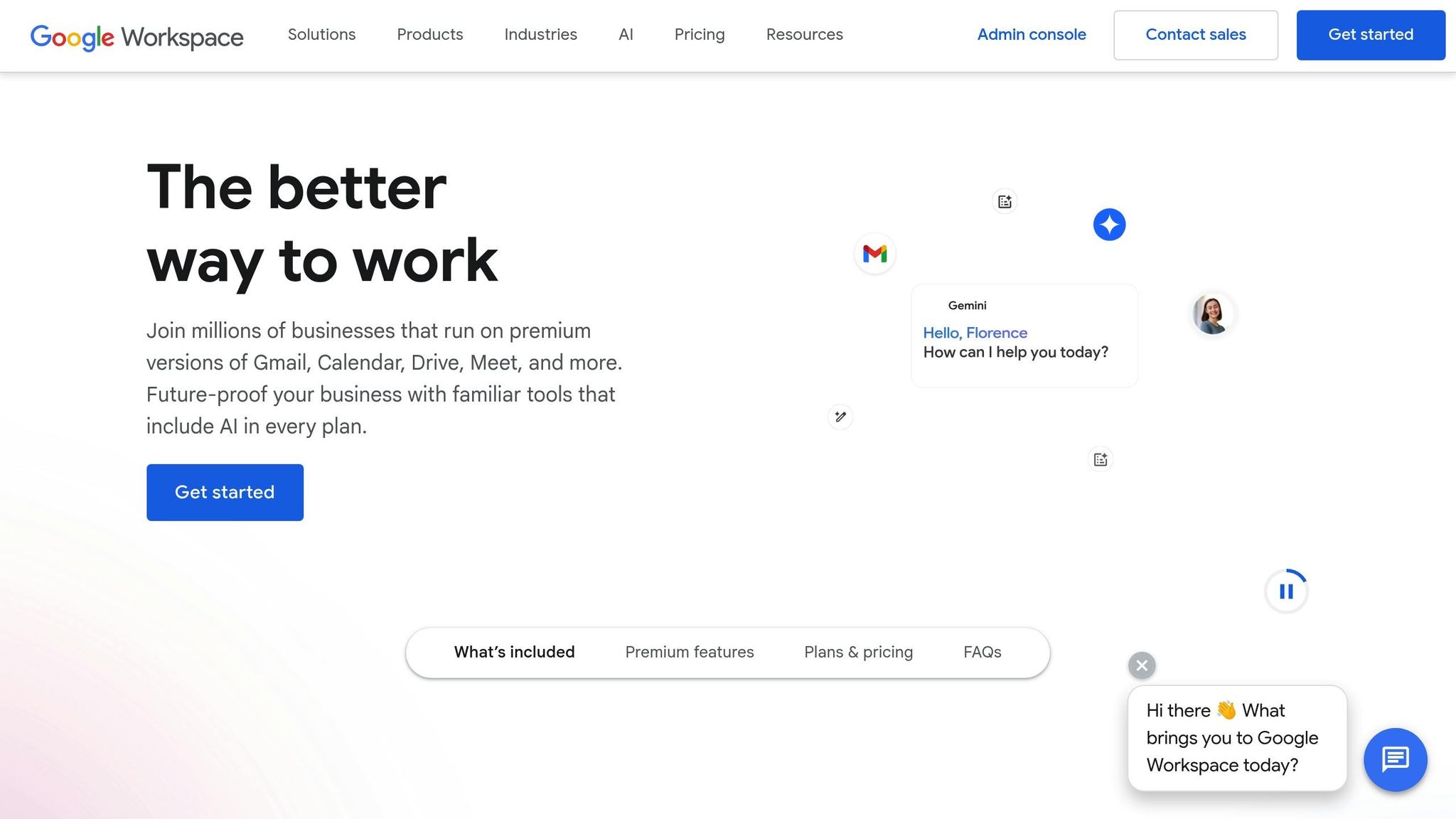 Screenshot of Google Workspace homepage showcasing cloud document management tools for business productivity.