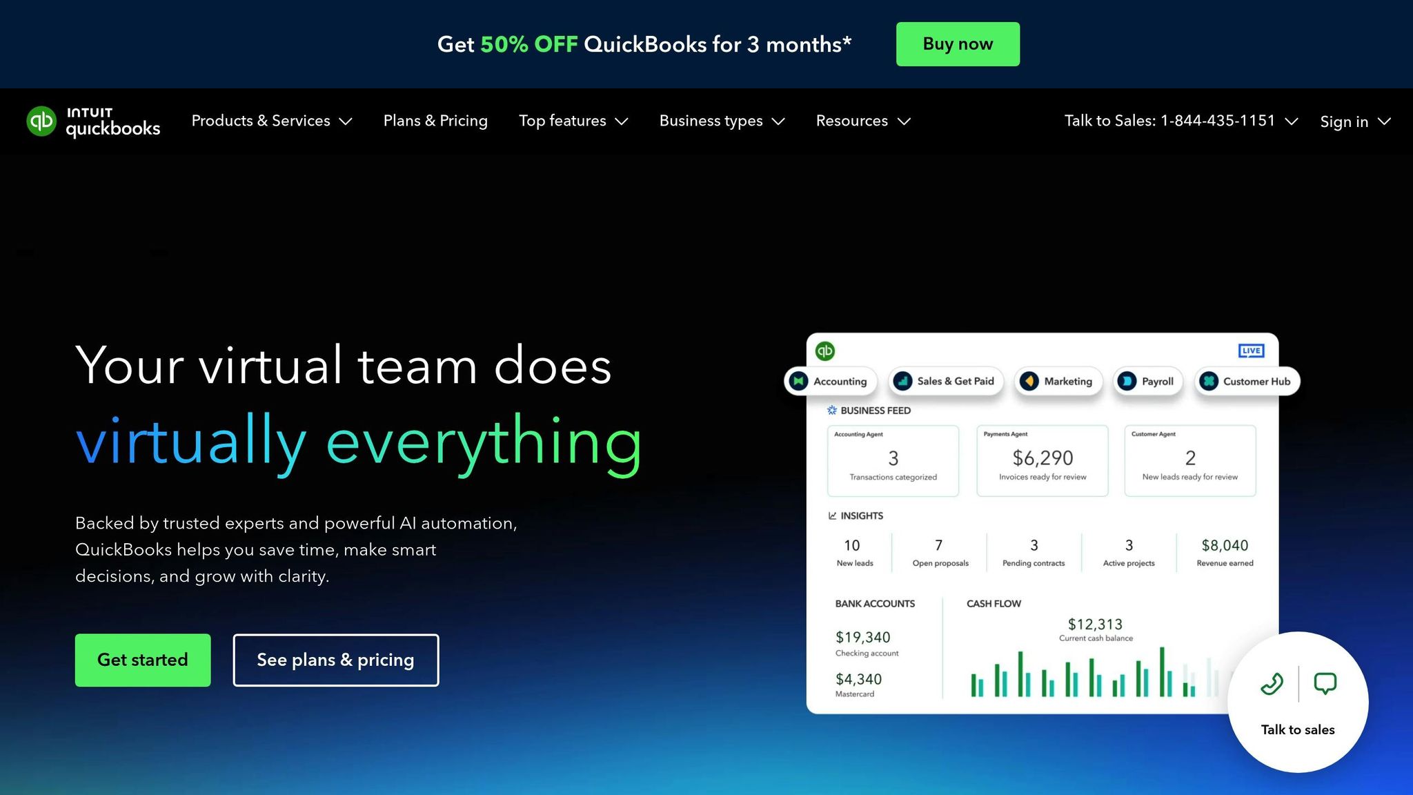 Screenshot of Business Anywhere platform showcasing virtual team management and financial analytics for online business owners.