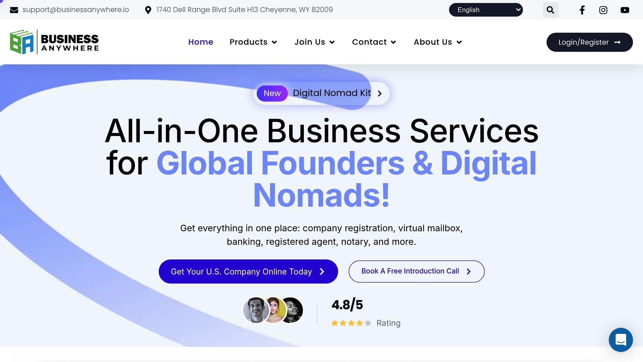 Business Anywhere offers comprehensive services for global founders and digital nomads, including company registration, virtual mailbox, banking, and more.