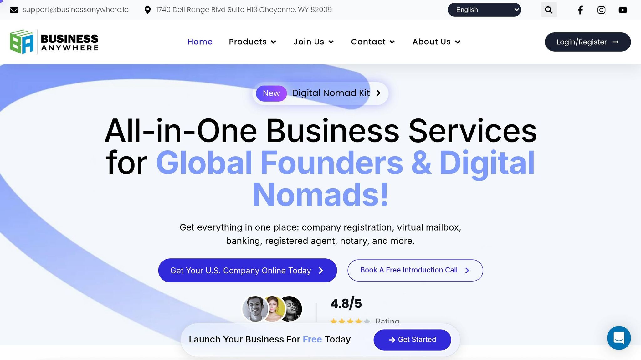 Business Anywhere offers comprehensive business services for global founders and digital nomads, including company registration, virtual mailbox, banking, and more.
