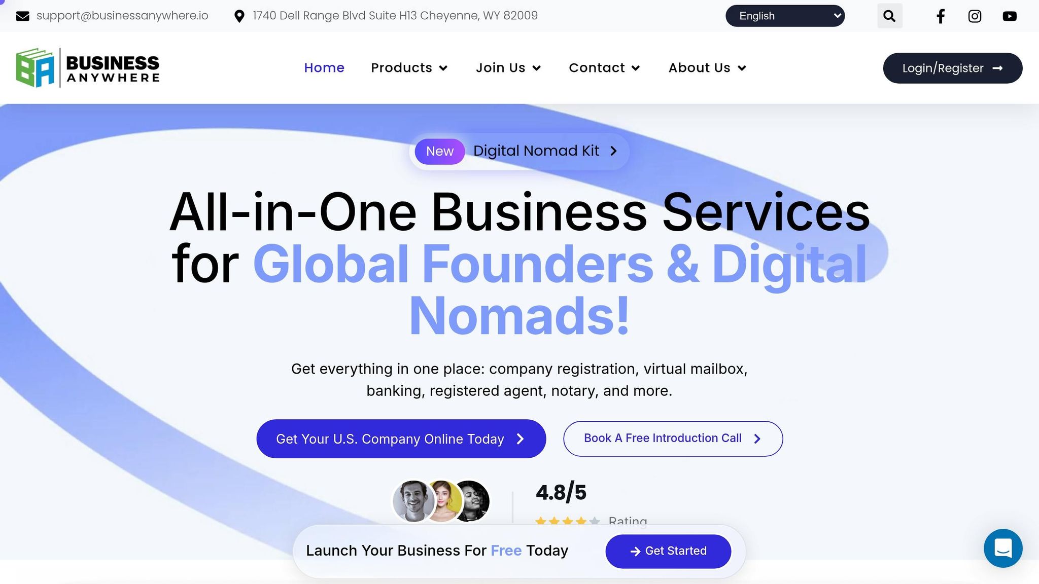 Business Anywhere offers all-in-one business solutions for global founders and digital nomads, including company registration, virtual mailbox, banking, and more.