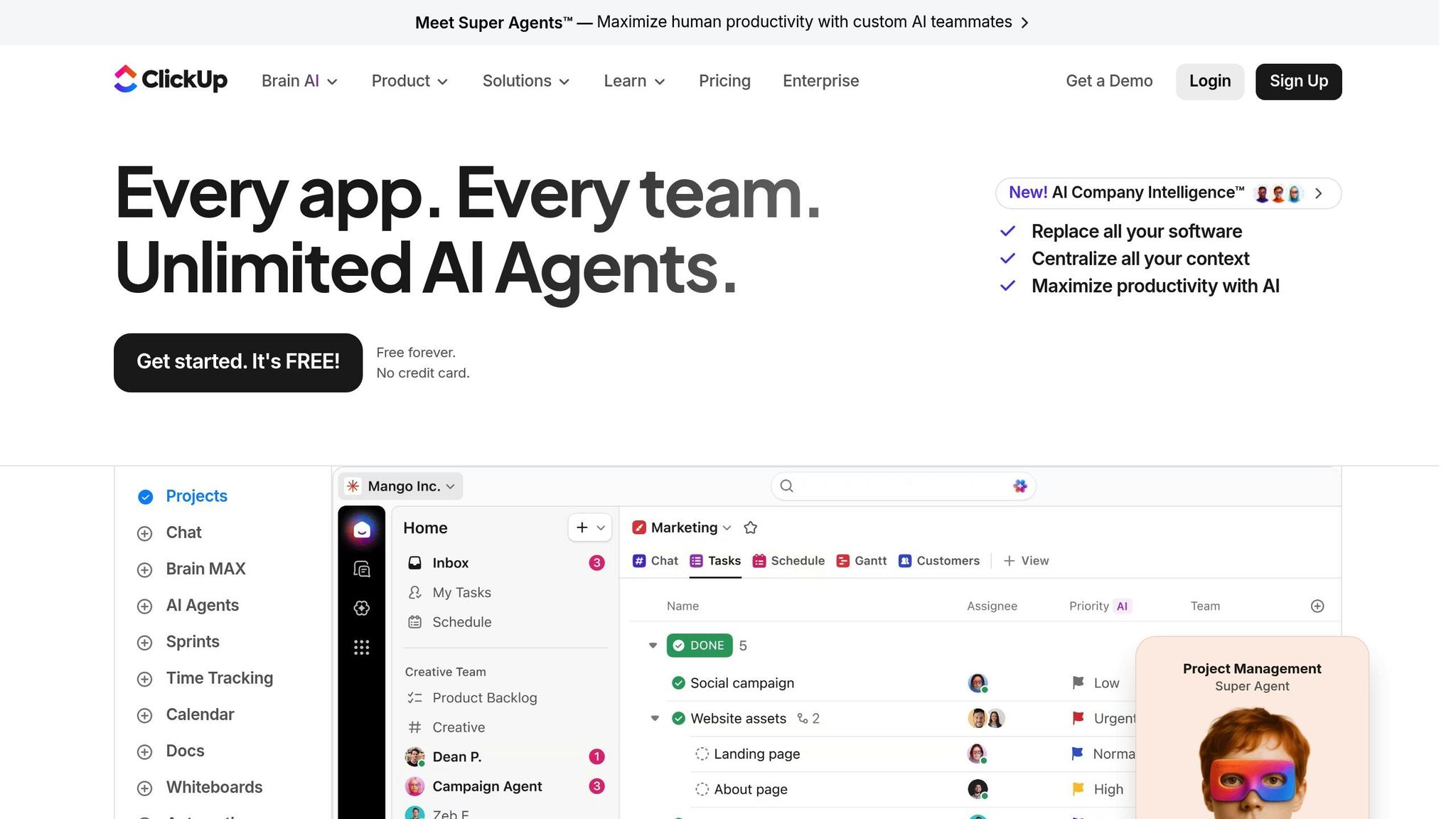 Screenshot of Business Anywhere's project management dashboard showcasing task organization and team collaboration features for remote teams.