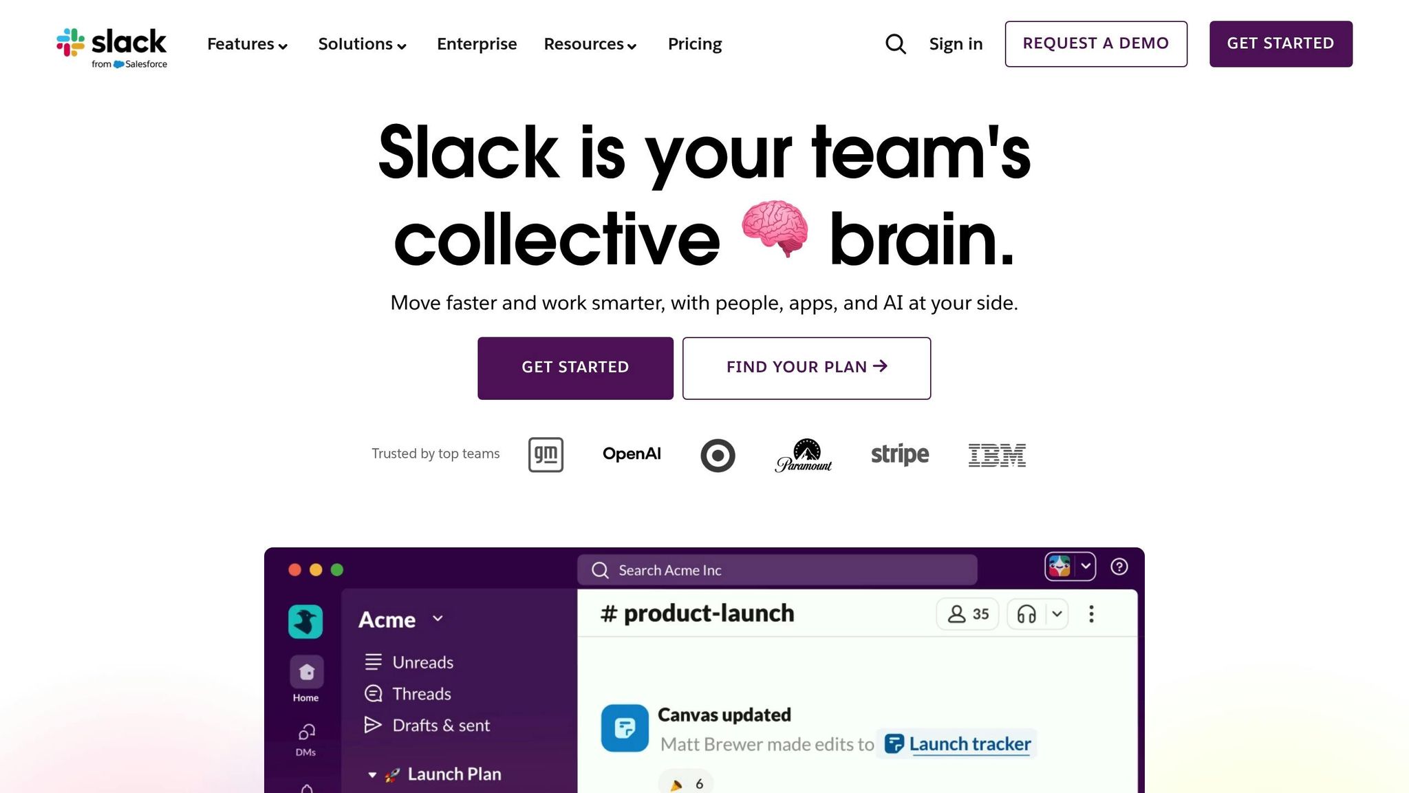 Screenshot of Slack's team collaboration platform with features like channels, messages, and integrations for effective teamwork.