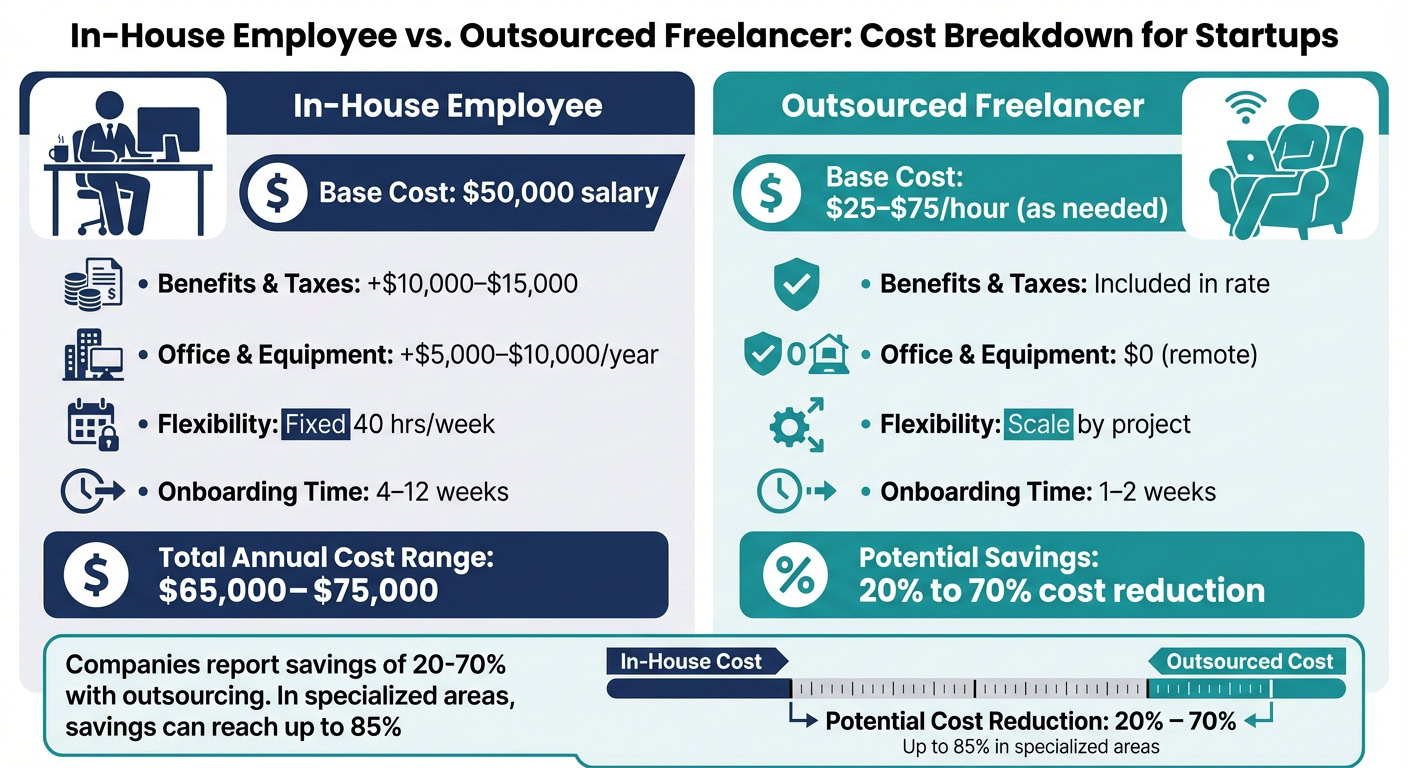 Cost Comparison: In-House Employee vs Outsourced Freelancer for Startups