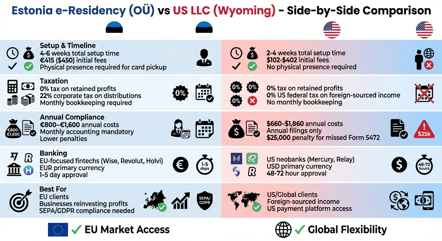 Estonia e-Residency vs US LLC: Complete Comparison for Digital Entrepreneurs