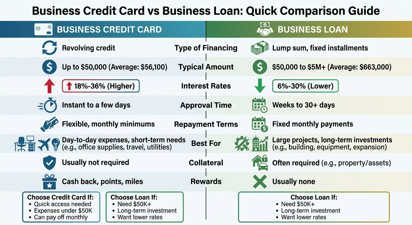 Business Credit Card vs Business Loan Comparison Chart