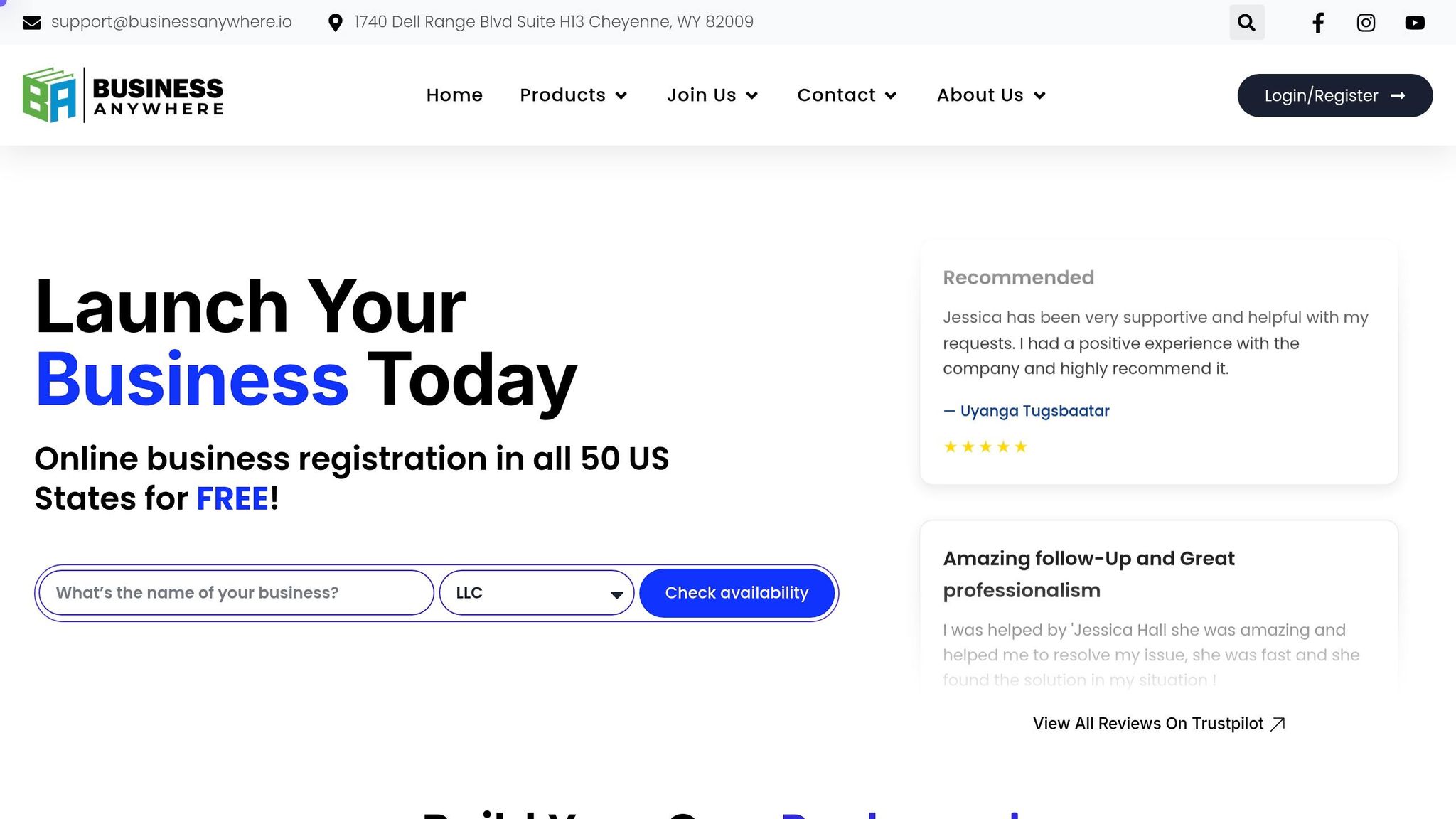 Business Anywhere offers online business registration services across all 50 US states, helping entrepreneurs start their LLCs easily and quickly.