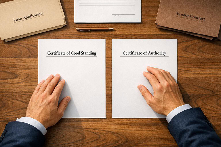 Certificate of Good Standing vs Certificate of Authority
