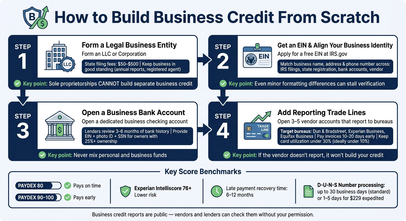 How to Build Business Credit From Scratch: 4-Step Process