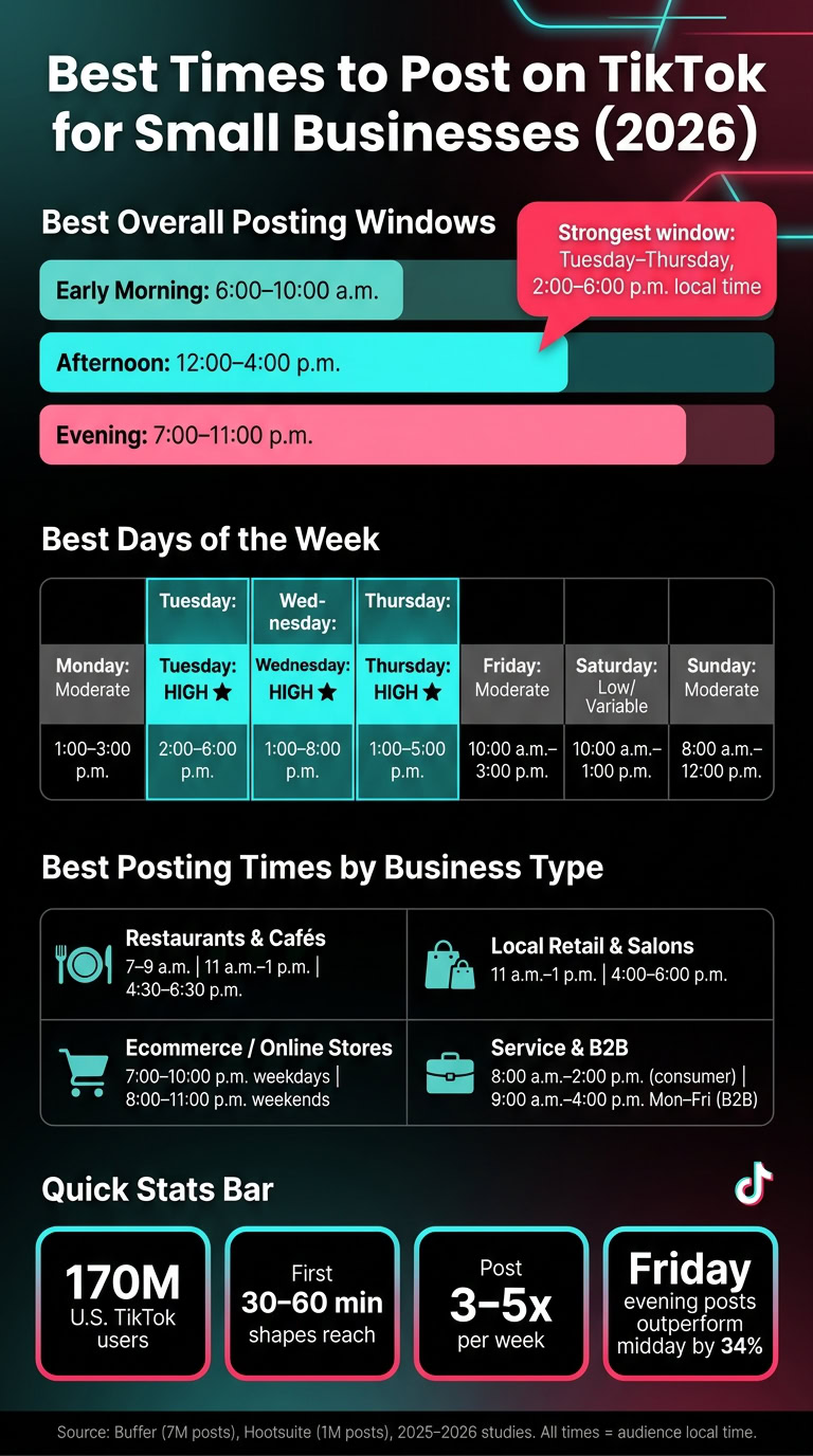 Best Times to Post on TikTok for Small Businesses (2026)