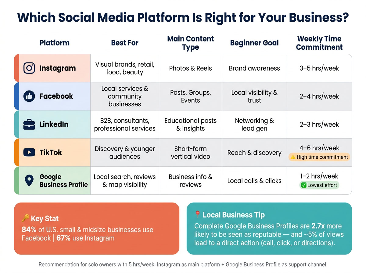 Social Media Platform Comparison for New Business Owners