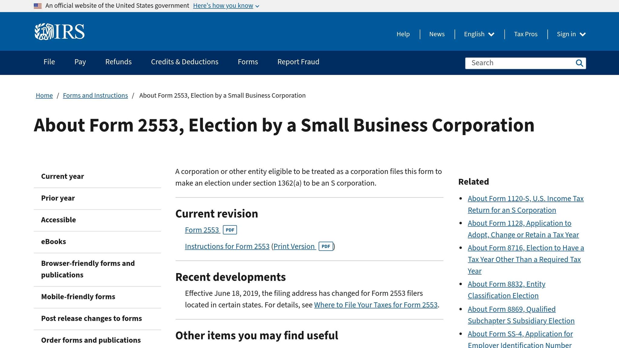 Form 2553 election document for small business corporation tax status, highlighting tax benefits and legal compliance.