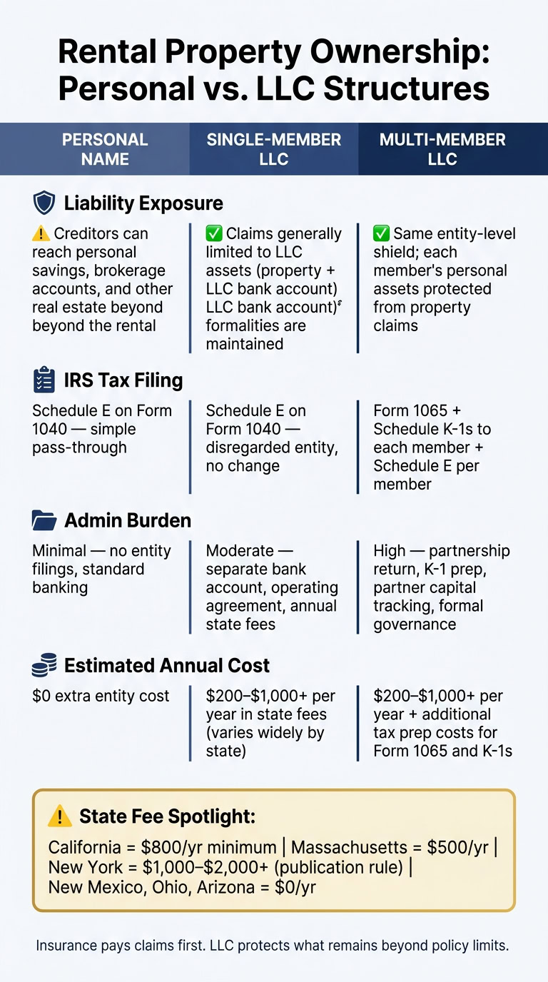 LLC vs Personal Ownership for Rental Property: Liability, Taxes & Costs