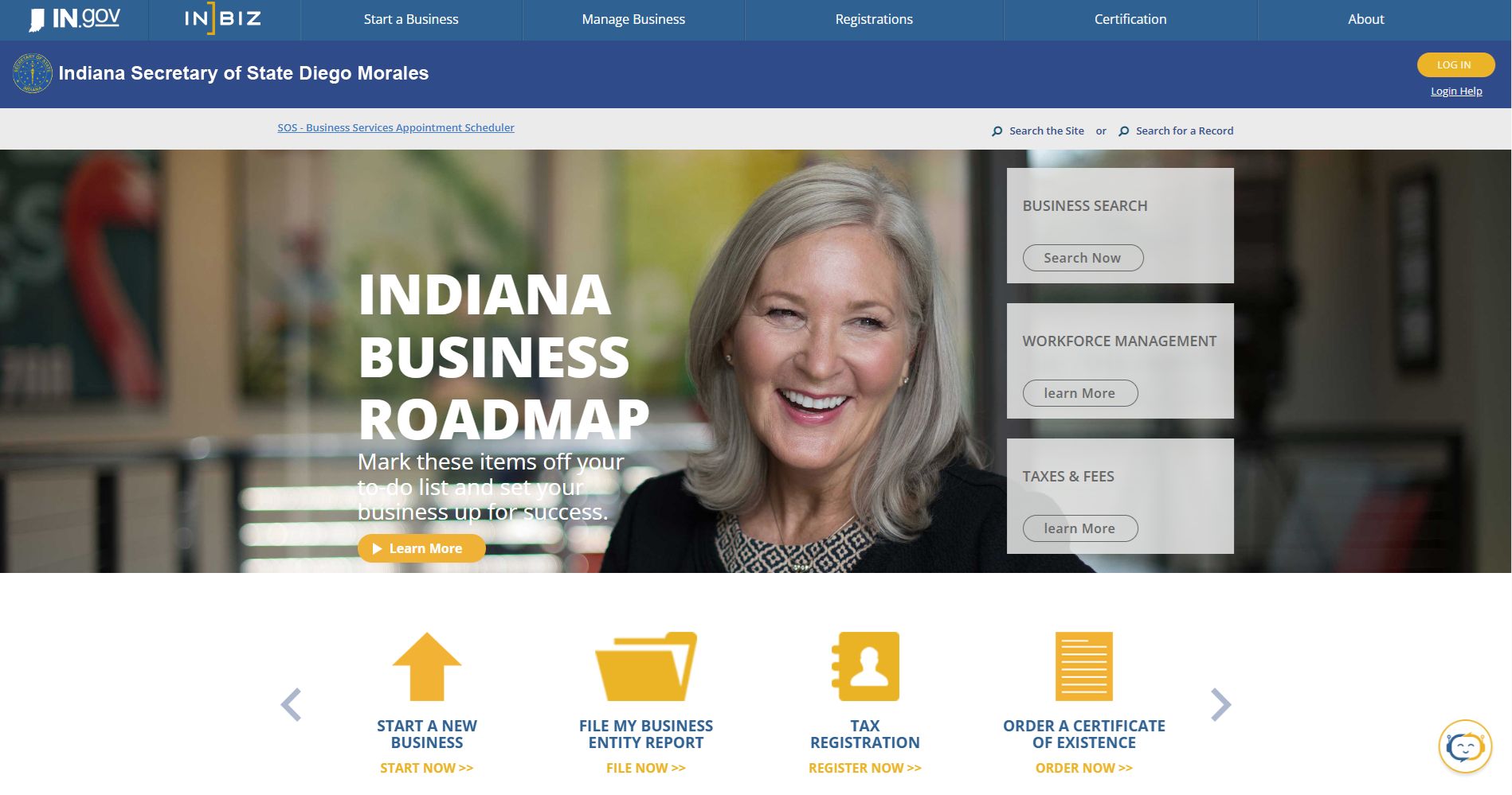 Indiana Secretary of State Start a New Business