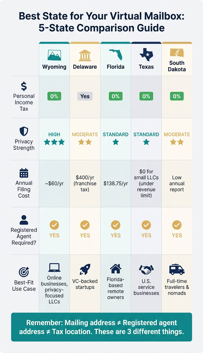 Best State for Your Virtual Mailbox: 5-State Comparison Guide