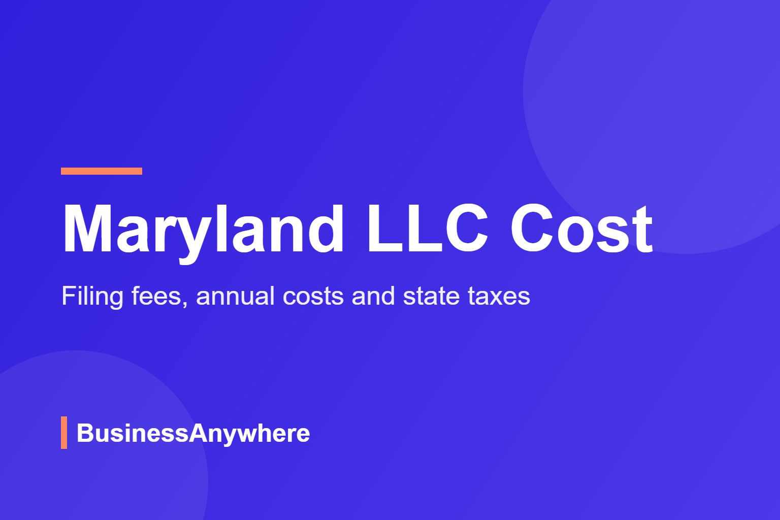 Maryland LLC cost