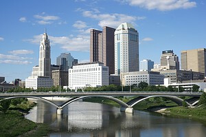 Columbus, Ohio skyline over the Scioto River