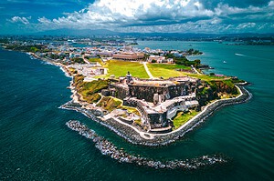 Aerial view of El Morro fortress in Old San Juan, Puerto Rico