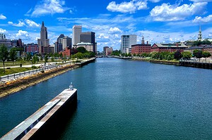 Providence, Rhode Island skyline along the river