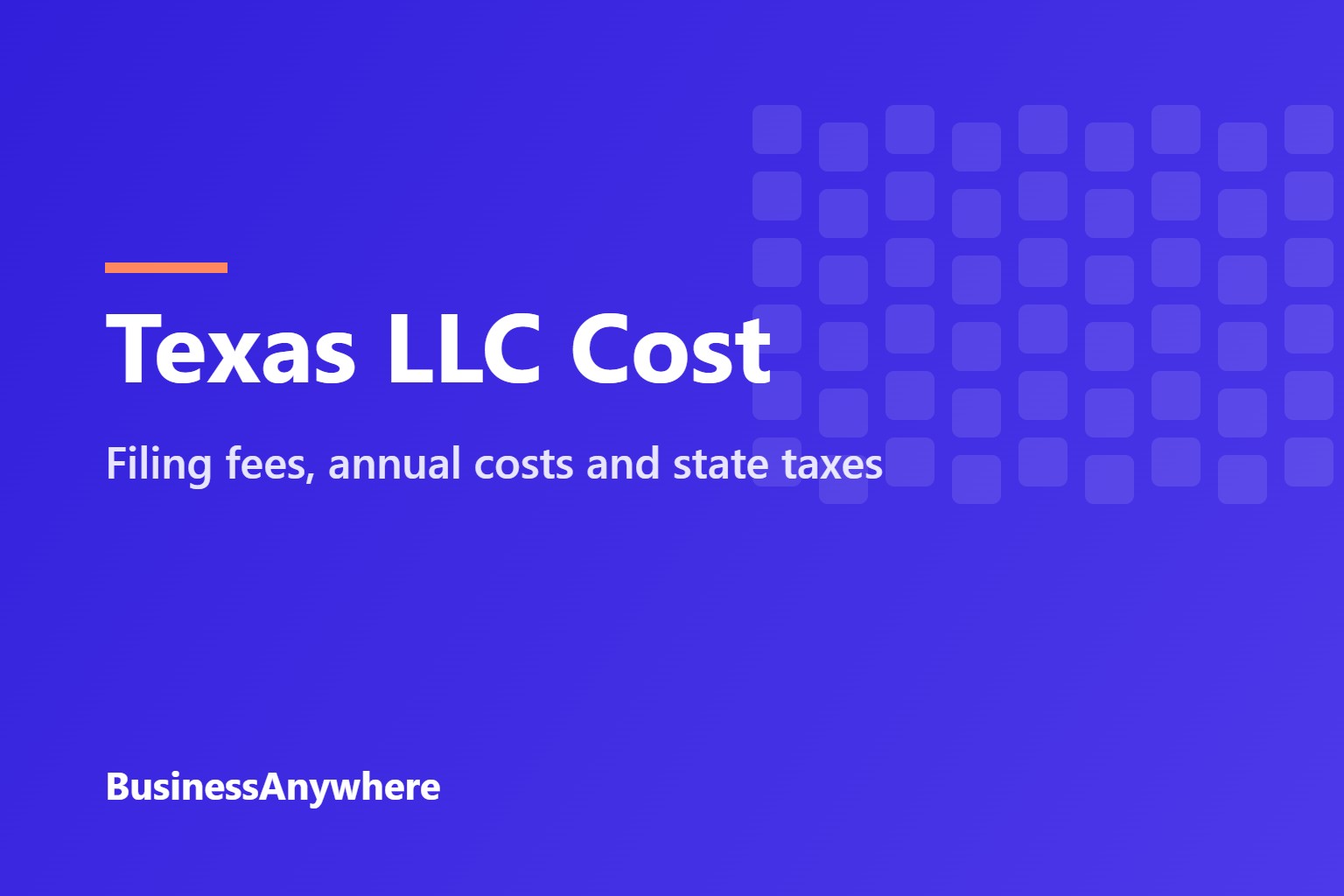 Texas LLC cost: filing fees, annual costs and state taxes
