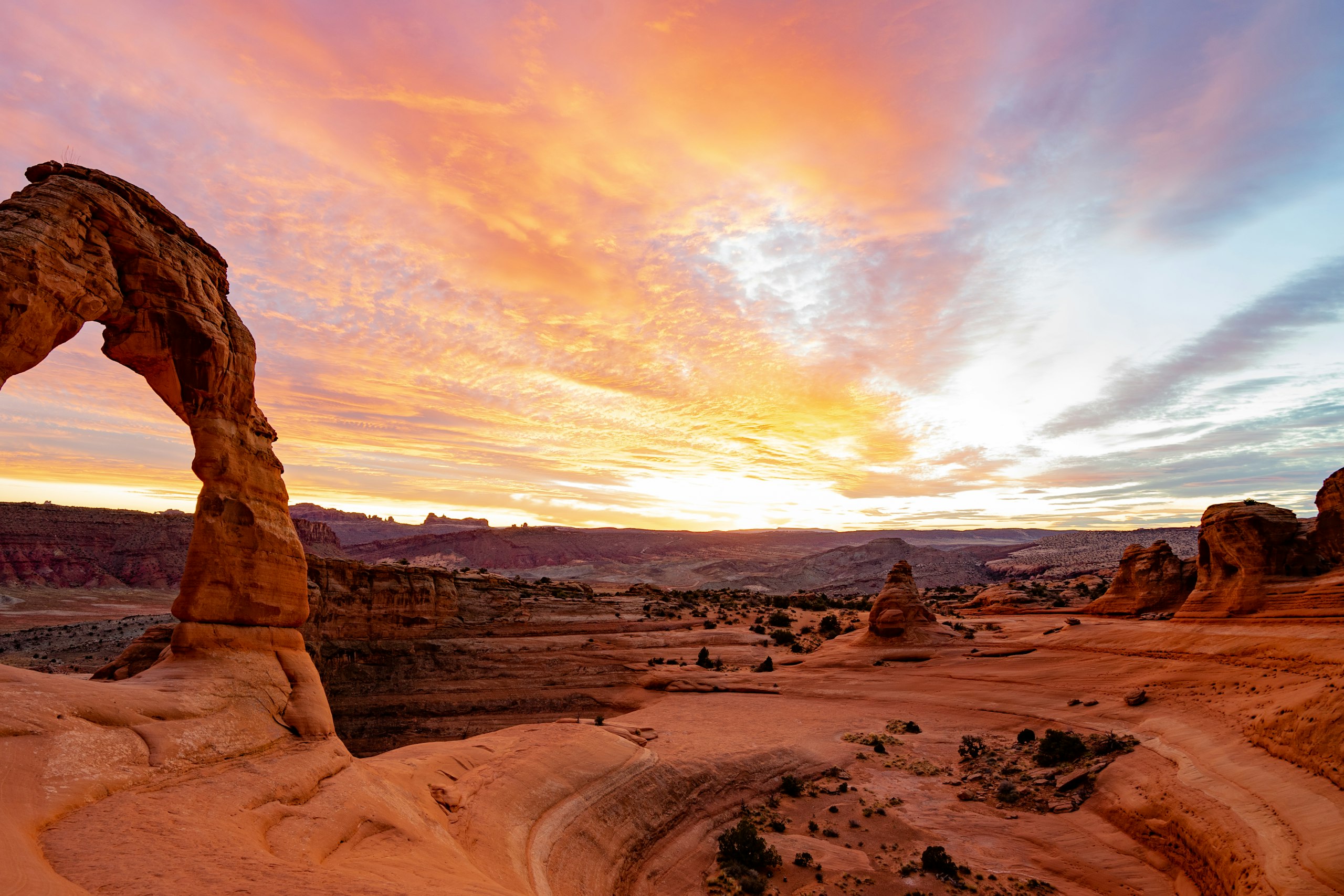 Delicate Arch at sunset in Arches National Park, Utah