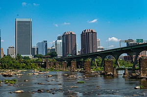 Richmond, Virginia skyline above the James River